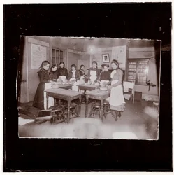 Clase de cocina en el College Settlement. El 